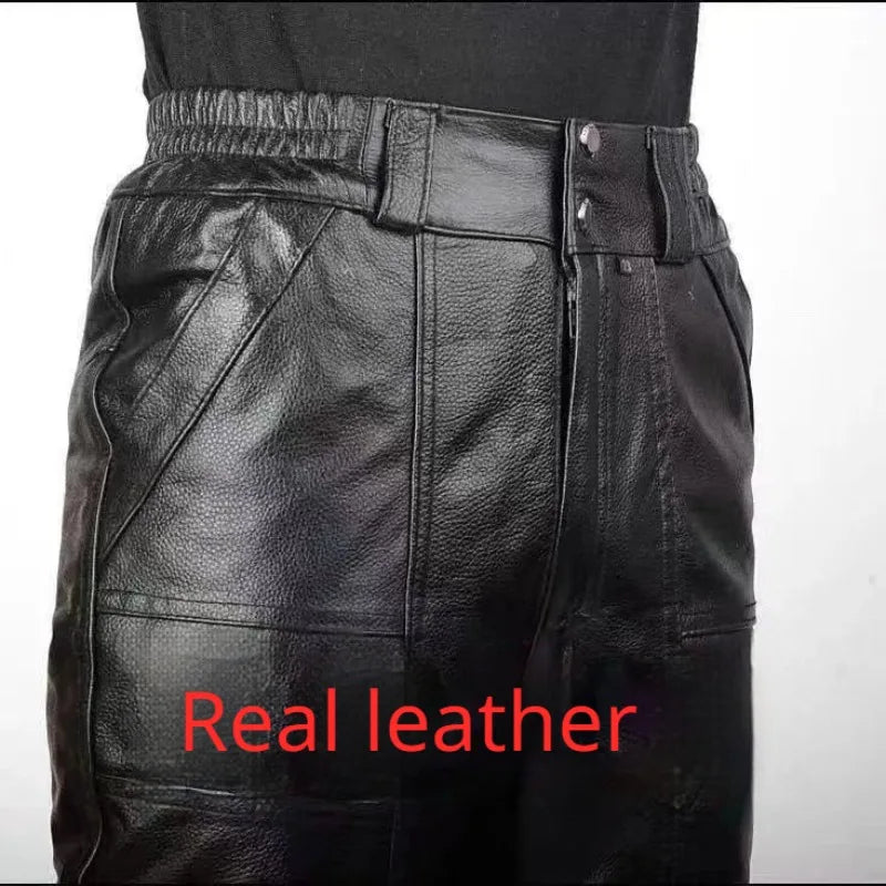 Men's Genuine Leather Biker Pants