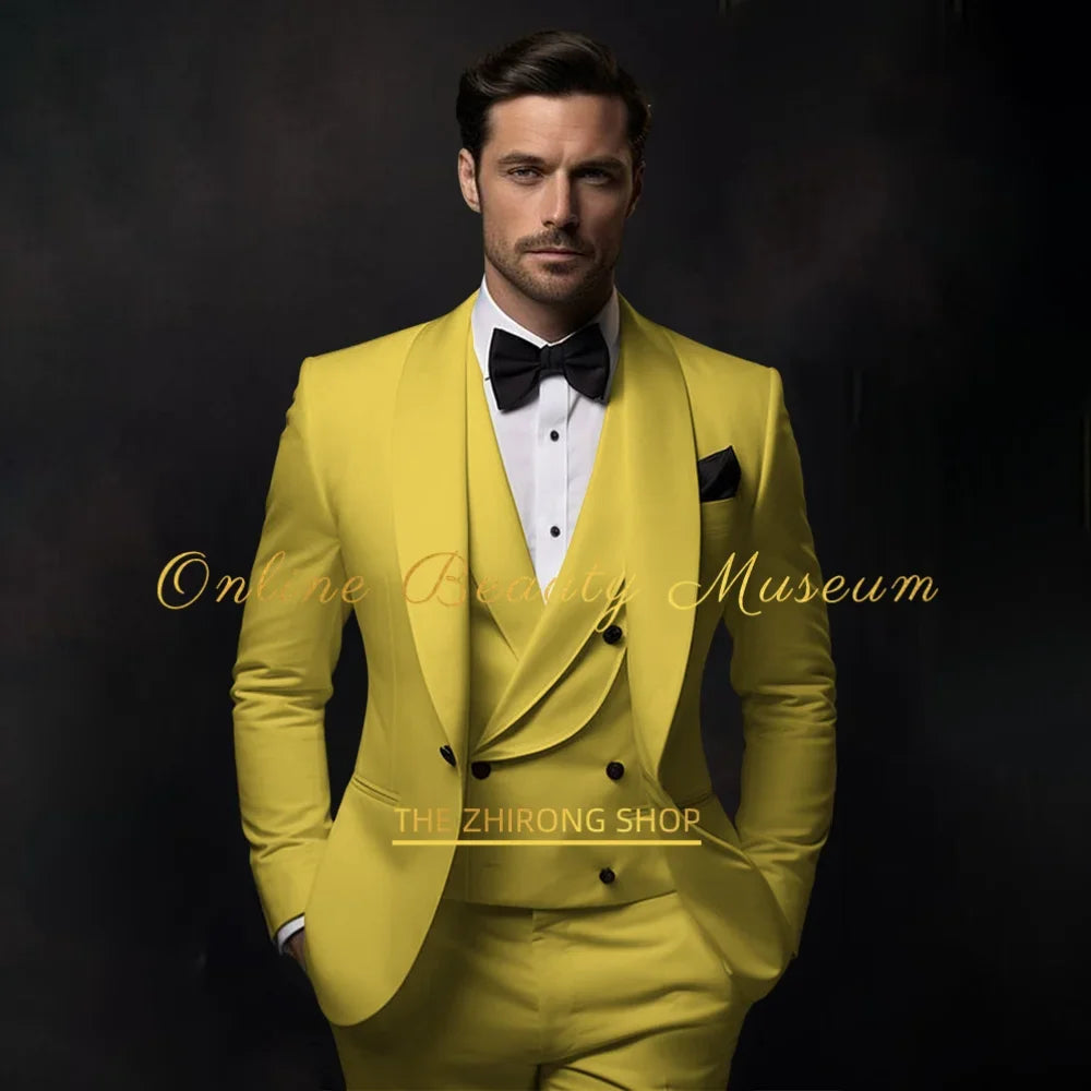 Elegant Ivory Tuxedo Suit for Men 3 piece set Jacket Vest Pants LADYLYS