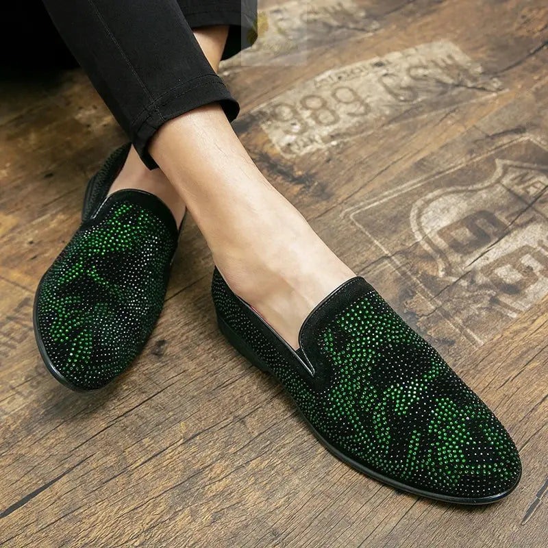Men Loafers Suede Sequin Leather Shoes LADYLYS