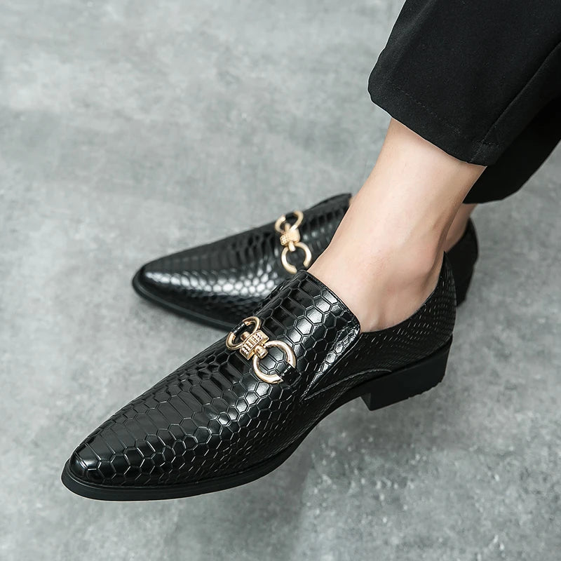 Retro Bronze Loafers Shoes Pointed Luxury Brand Comfortable for Men LADYLYS