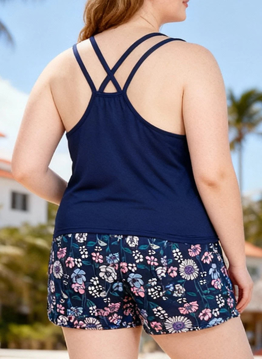 Spring Summer Loungewear Set Fresh Floral Print Camisole & Shorts 2-Piece LADYLYS