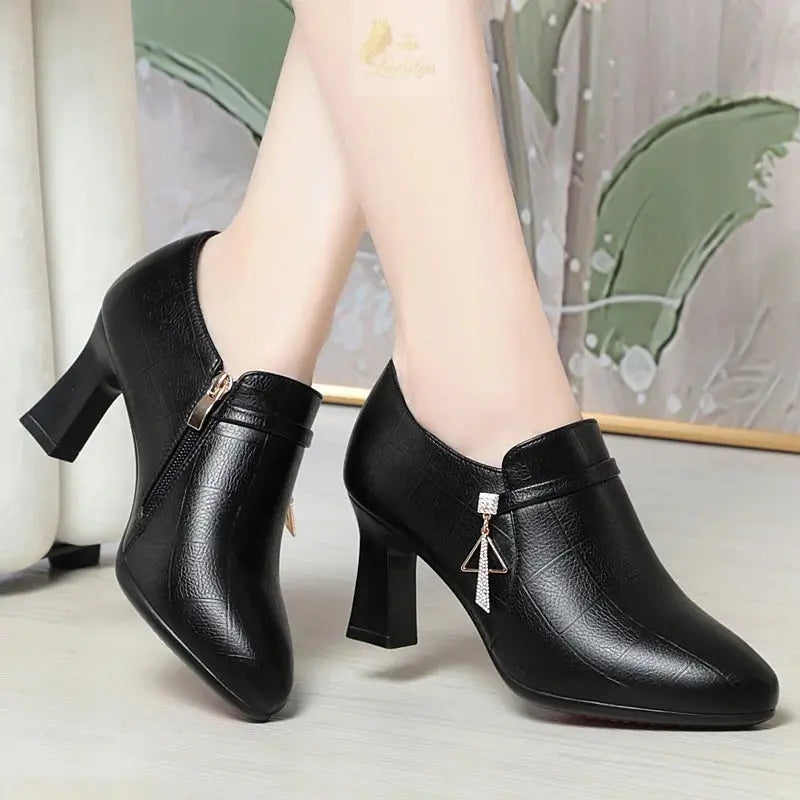 Elegant Deep Mouth Soft Leather Shoes Women Pumps Comfortable LADYLYS