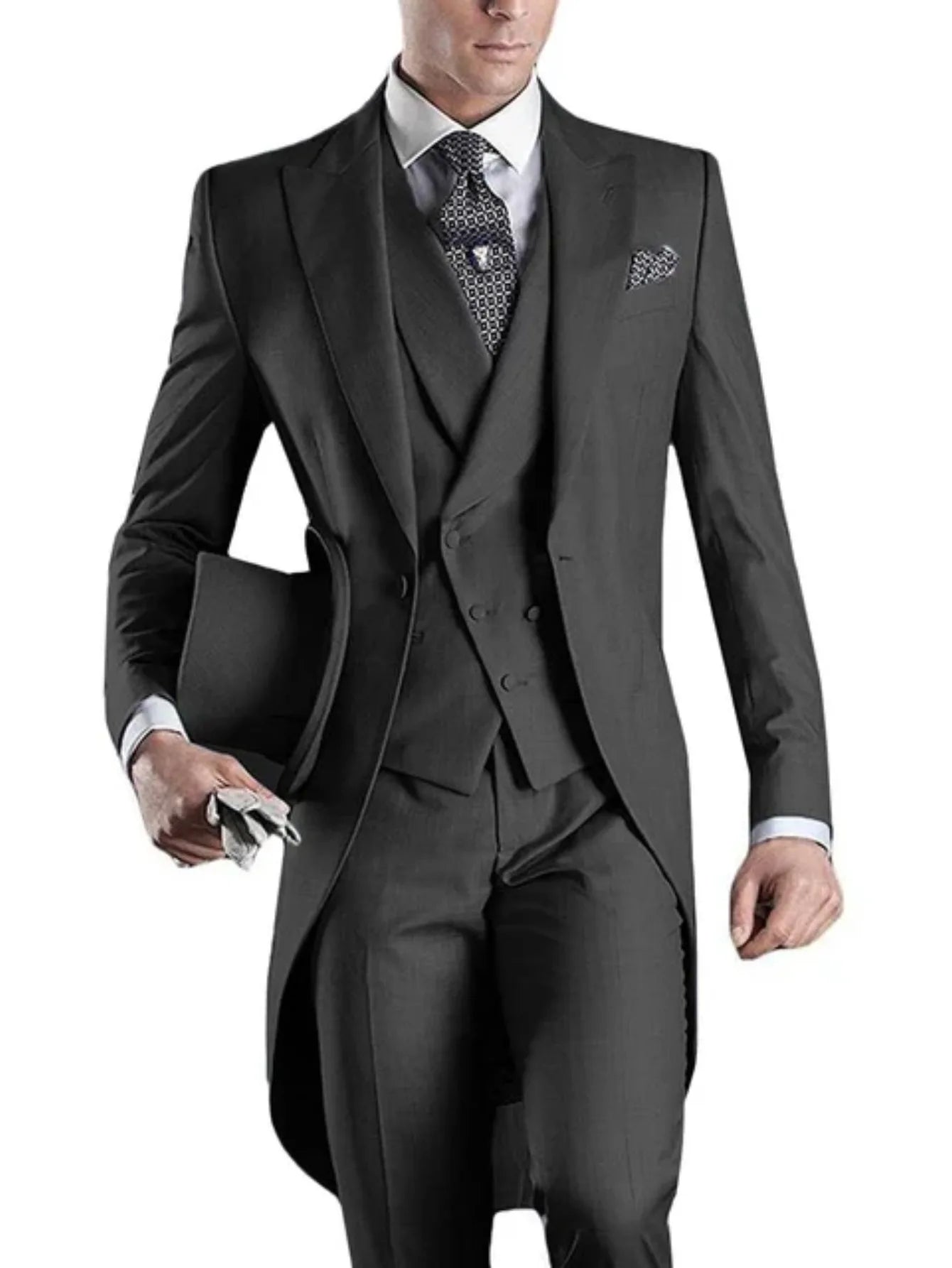 Men's 3-Piece Tuxedo Suit – Peak Lapel, 1-Button | Wedding & Formal