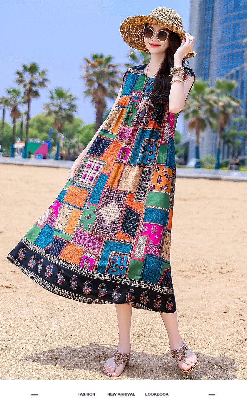 Casual Female Elegant  Print Knee-length 0-neck Floral Dress LADYLYS