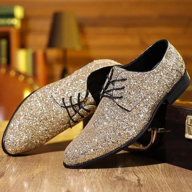 Men's Sequin Lace-Up Oxford Dress Shoes