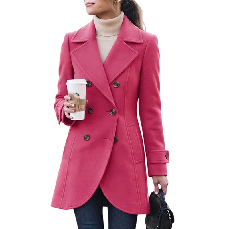 Women's Vintage Double-Breasted Jacket with Pockets