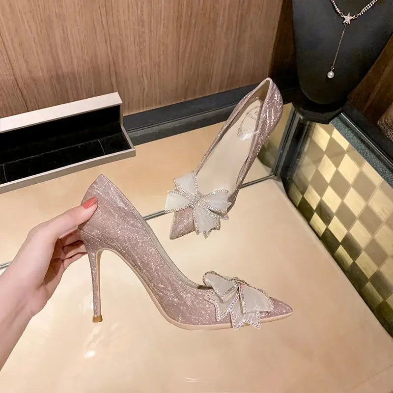 Cinderella Shoes Rhinestone High Heels Women Pumps Pointed LADYLYS