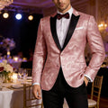 Men’s Pink Paisley Tuxedo Blazer with Black Satin Lapel