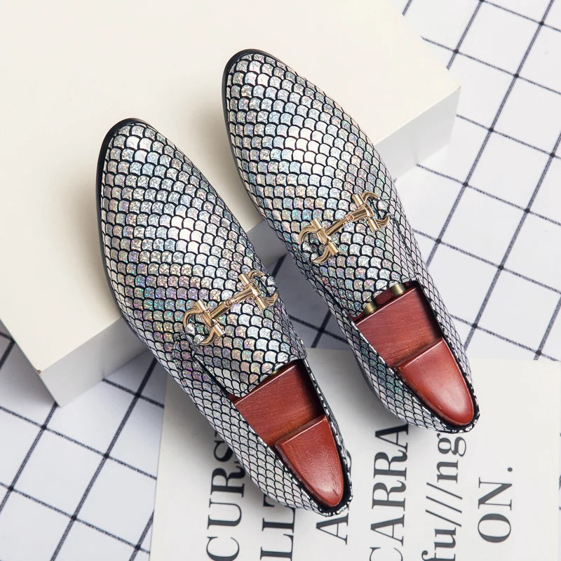High-end banquet shoes, luxurious gold, pointed toe in genuine leather, large sizes: 38-48 LADYLYS