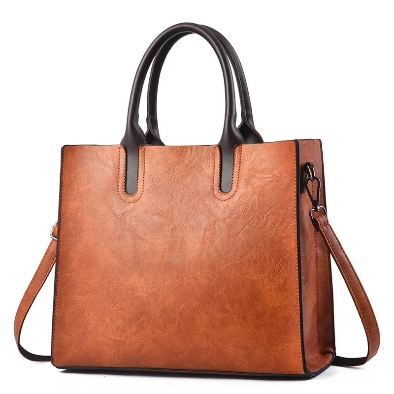 Women's PU Leather Tote Bag – Large Capacity Shoulder Bag