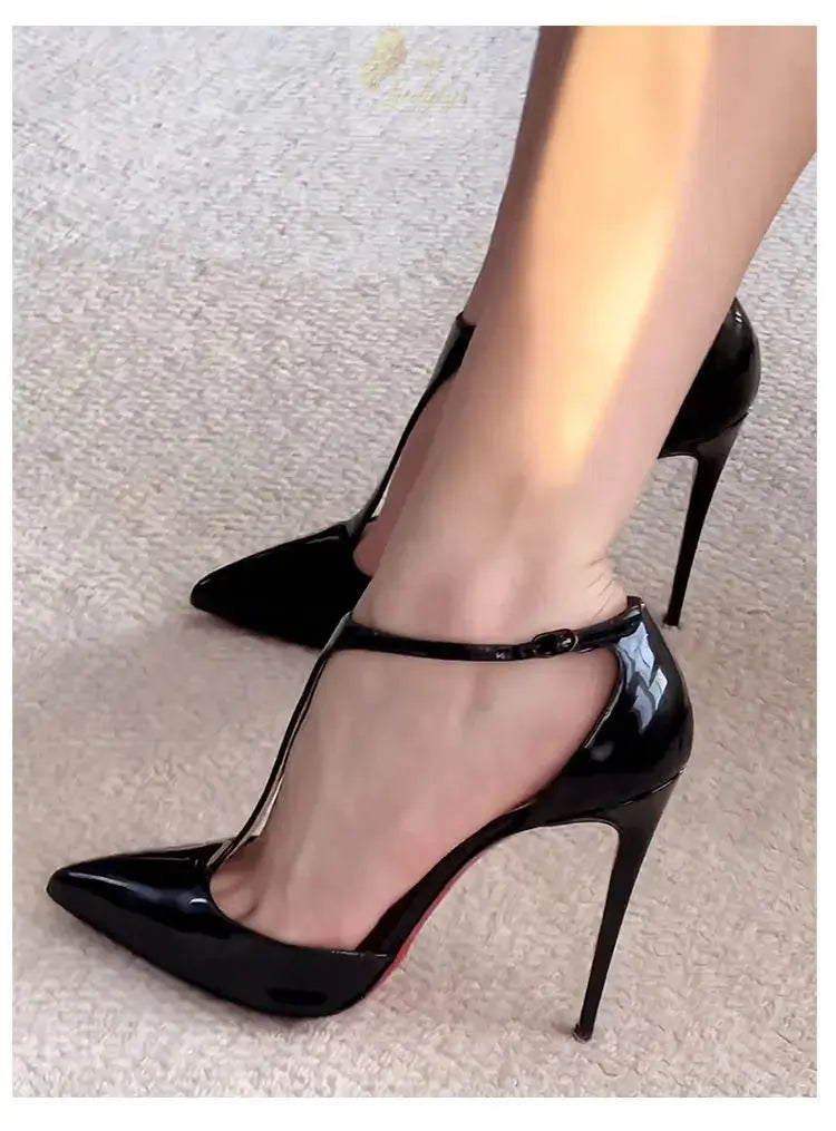 New T-shaped hollow high heels with toe caps, sexy shallow mouth single shoes LADYLYS