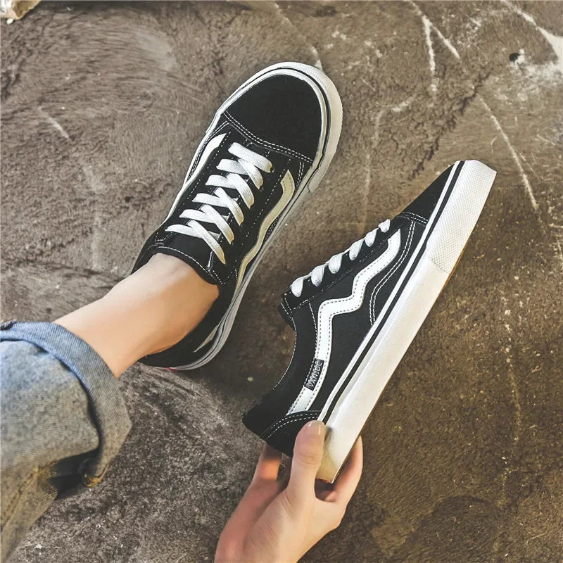 Unisex Canvas Lace-Up Sneakers – Casual Comfort Flat Walking Shoes for Women & Men
