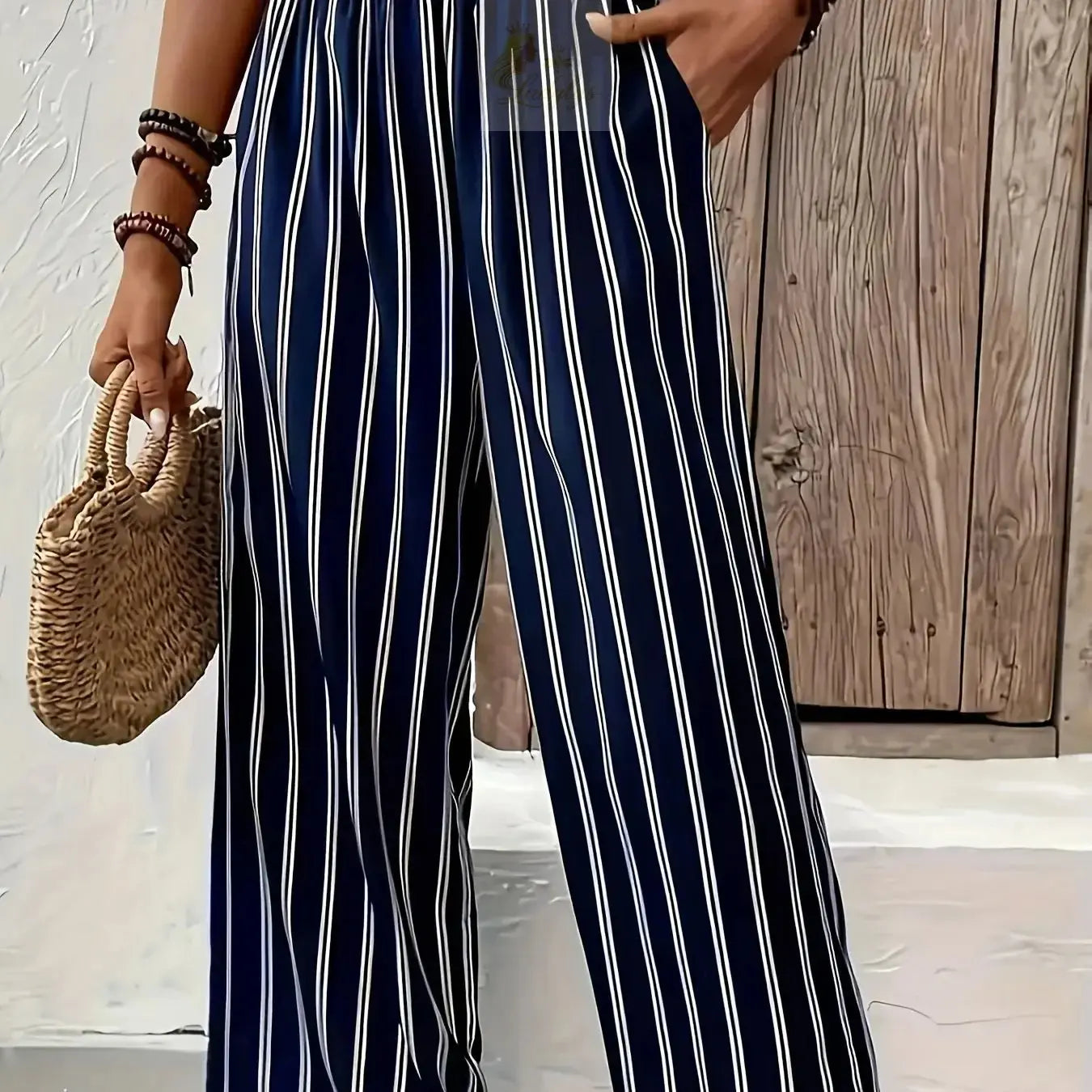 Striped Wide-Leg Pants Women loose Casual LADYLYS