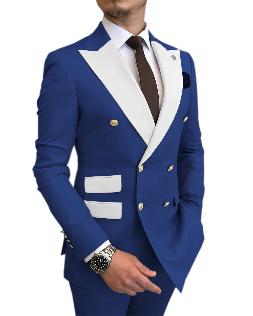 Jacket Pants Gold Buttons Party Tuxedo Dress Double Breasted Men Suits LADYLYS