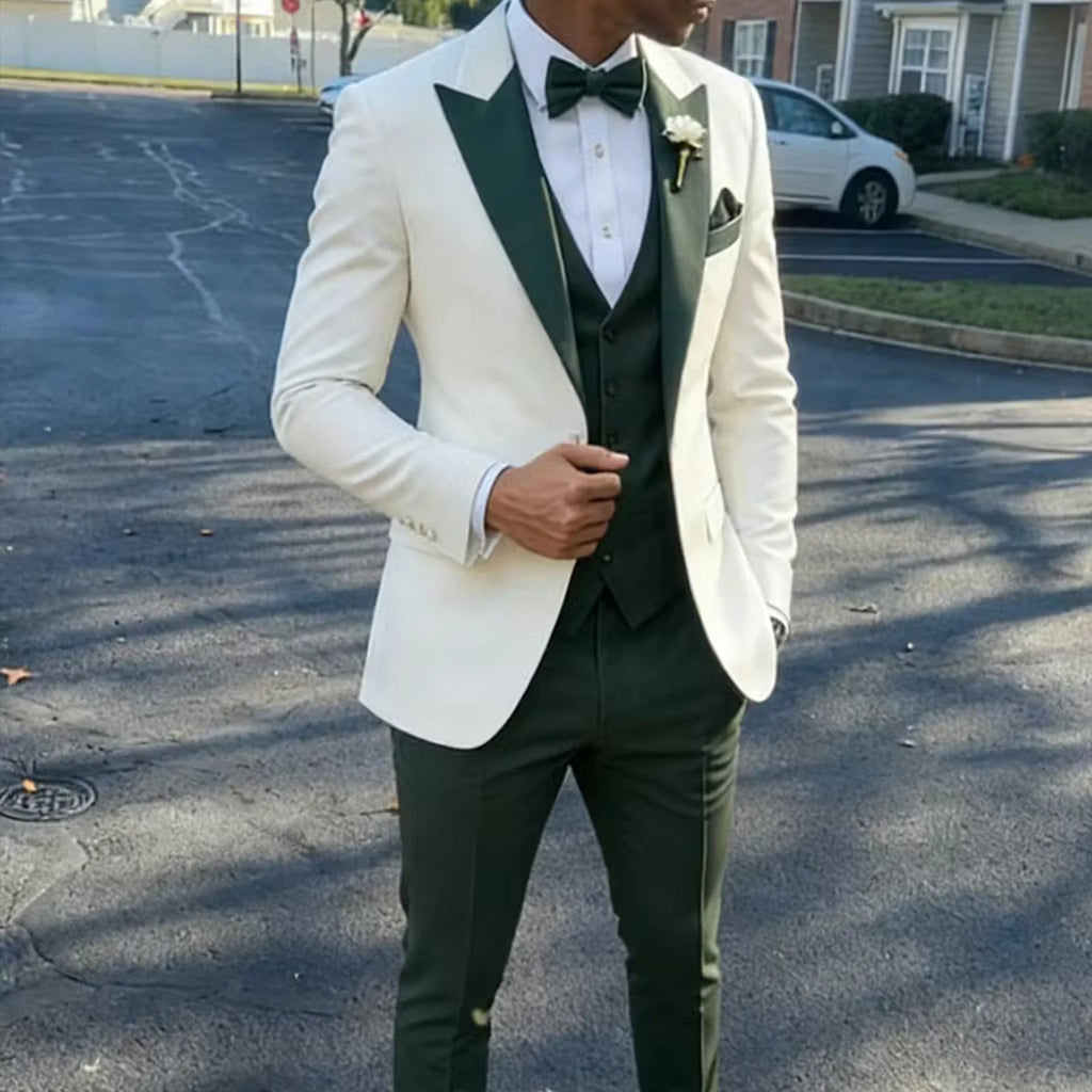 3 Piece Formal Men Suit Groom Groomsman Wedding Party Prom Business Male Tuxedos Set Blazer Vest Pants LADYLYS