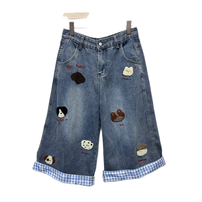 Women's Vintage Wide-Leg Jeans – High Waist, Straight Leg, Y2K Streetwear