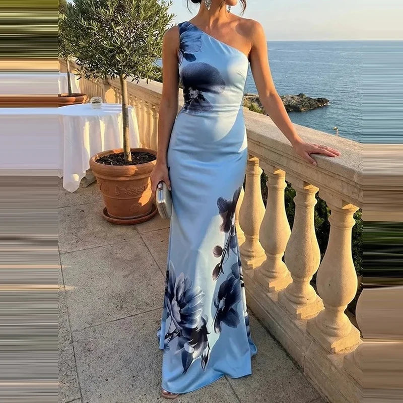 Elegant Sleeveless Hollow Out Evening Dress Temperament High Waist Pleated Chiffon Dress Sexy LADYLYS