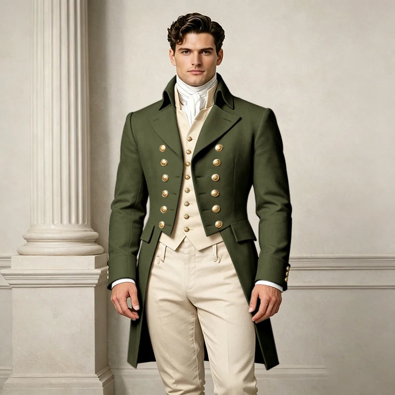 Men's Slim-Fit Double-Breasted Three-Piece Suit