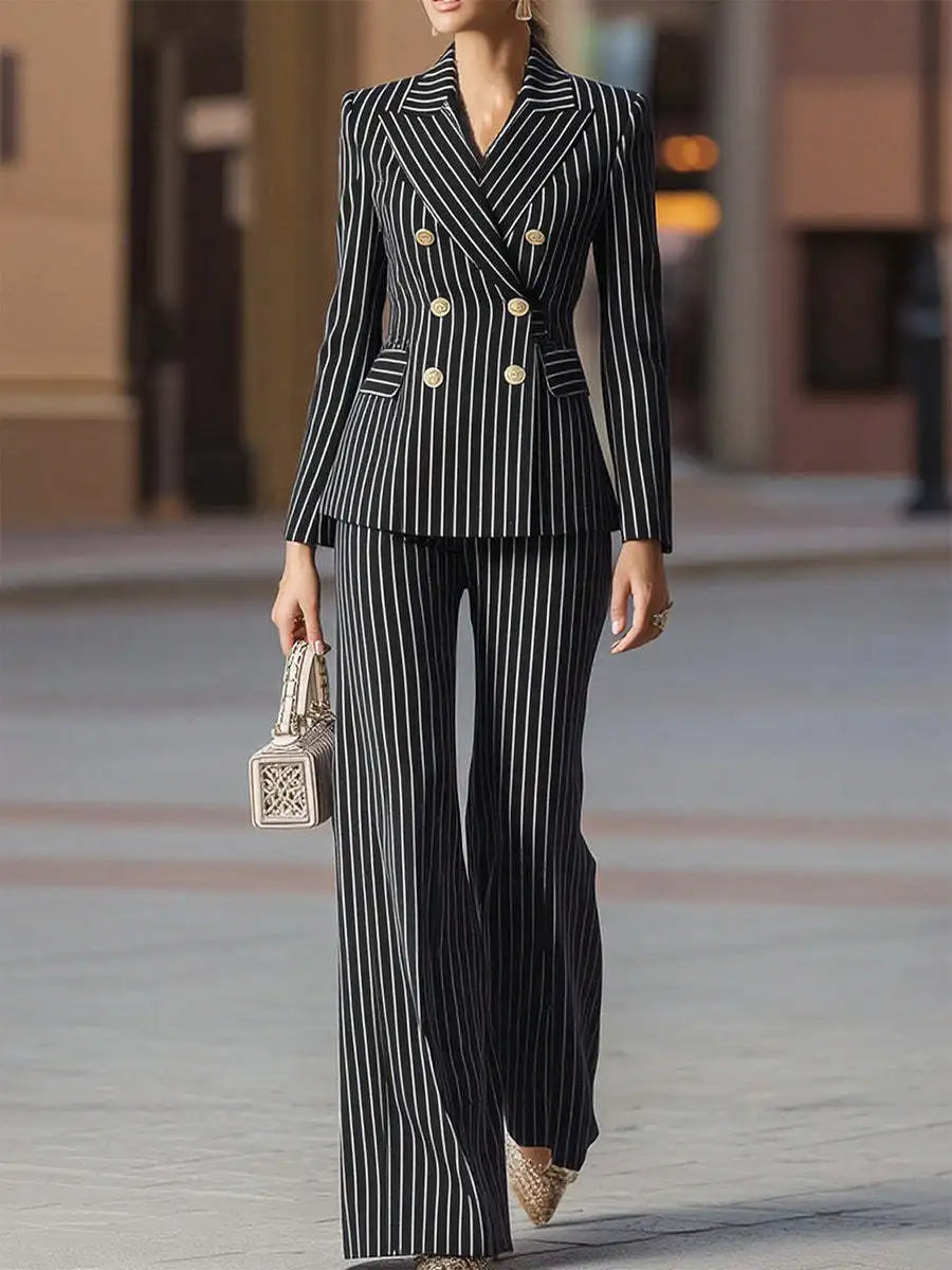 Women’s Striped Two‑Piece Business Suit – Blazer and Tailored Trousers LADYLYS