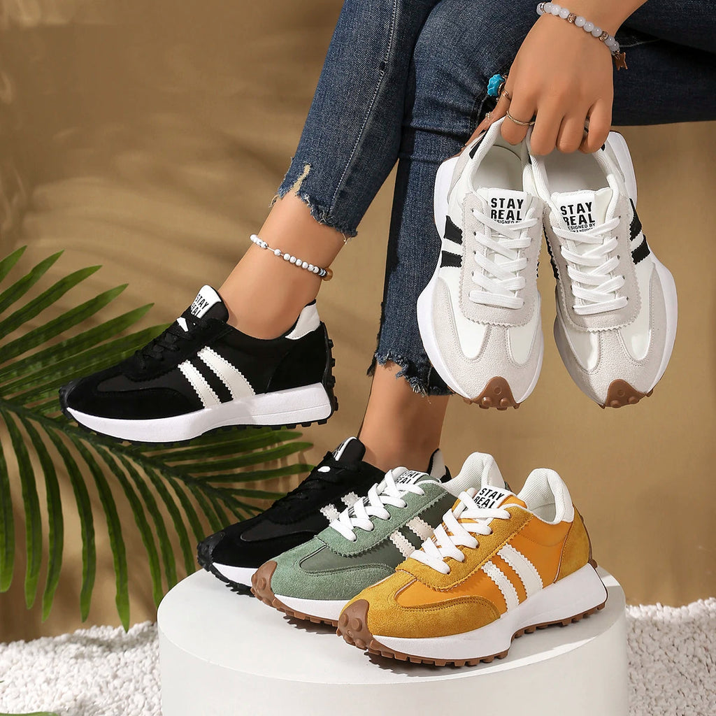 Style Elegant Lace Up Casual Spring/Autumn Round Toe Thick Sole Anti Slip Comfortable Sports Shoes LADYLYS