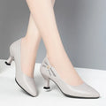 Women's Pointed-Toe Block Heel Pumps with Zip