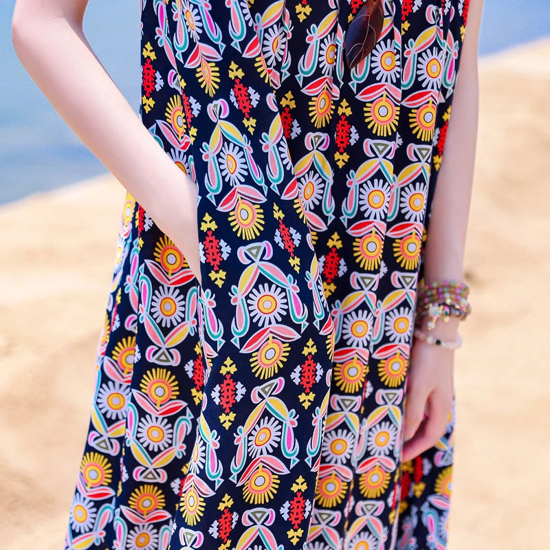 Casual Female Elegant  Print Knee-length 0-neck Floral Dress LADYLYS