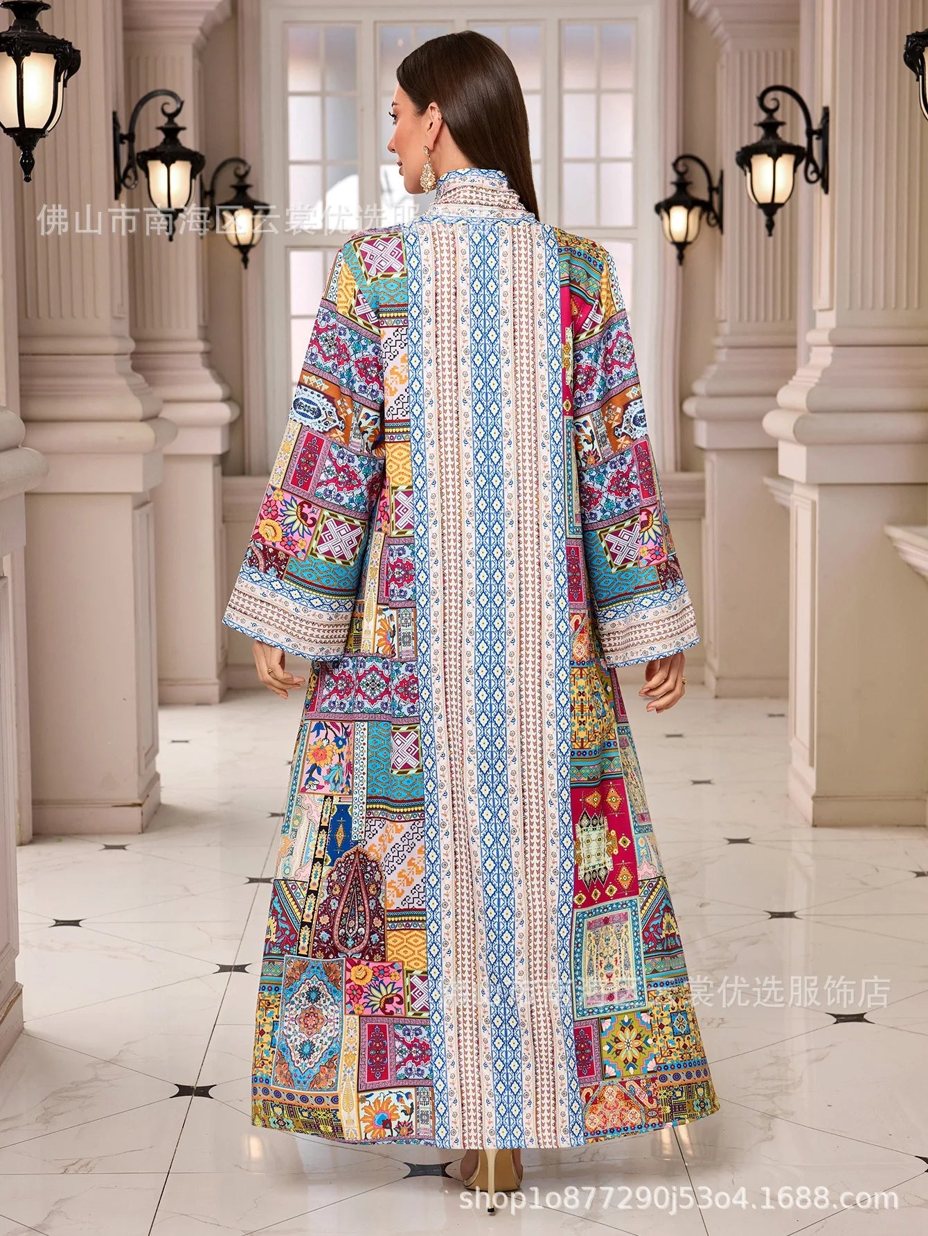 Eid Muslim Women Abayas Dress Print Kaftan Jalabiya Party Dresses Ramadan Dubai Diamonds Islam LADYLYS