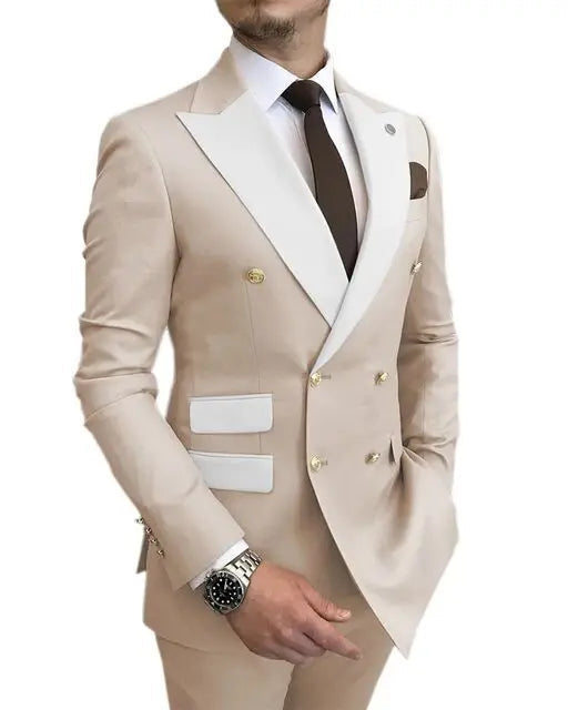 Jacket Pants Gold Buttons Party Tuxedo Dress Double Breasted Men Suits LADYLYS