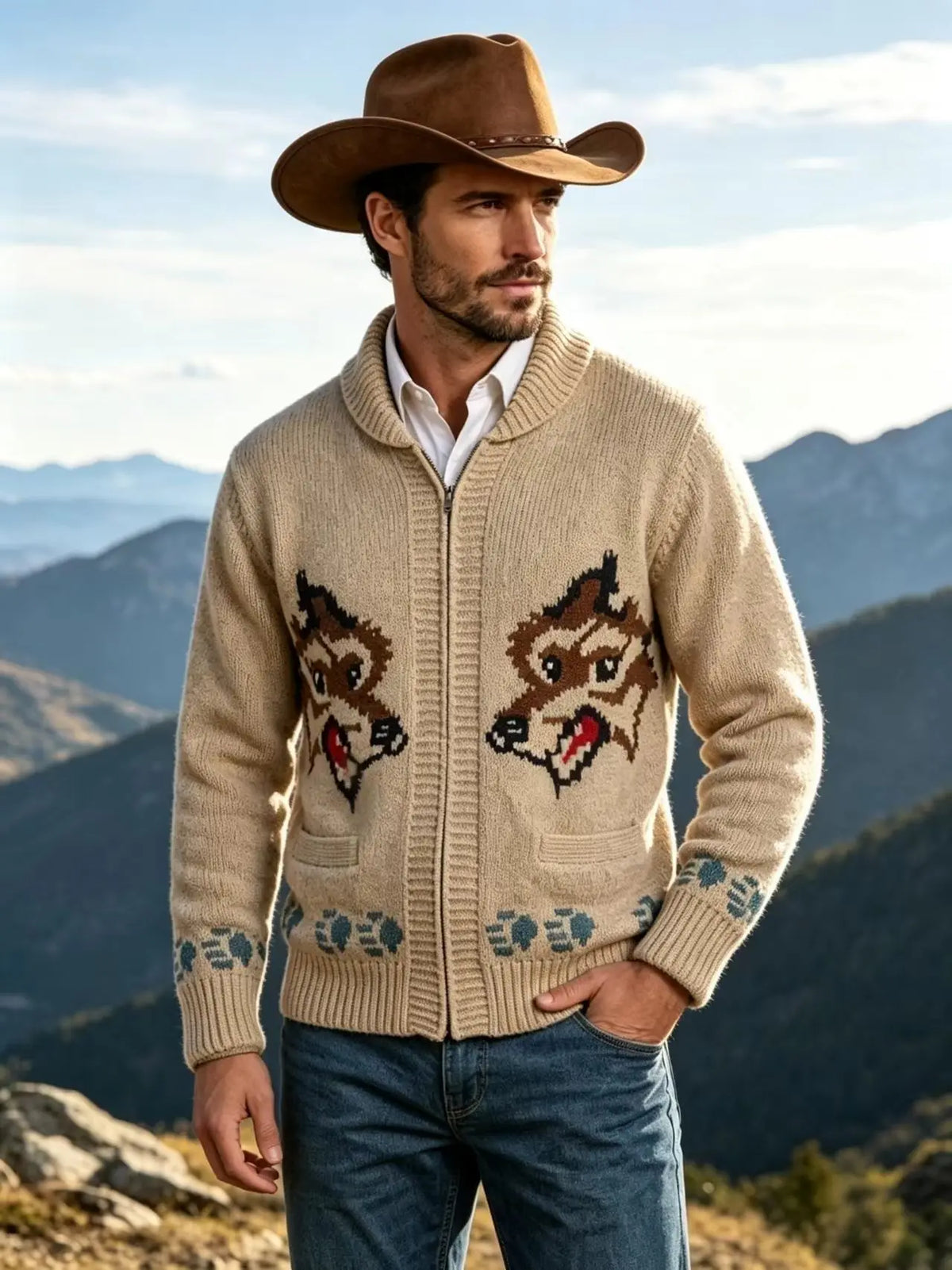Men's Plaid Zip-Up Sweater Jacket