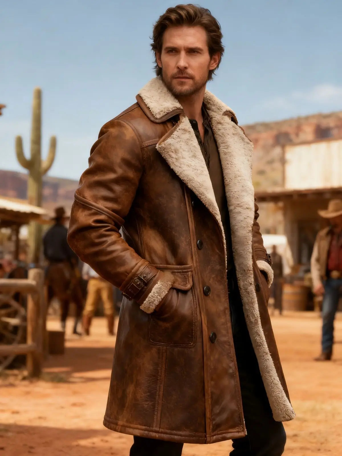 Men's Retro Mid-Length Overcoat – British Style Slim Lapel Jacket