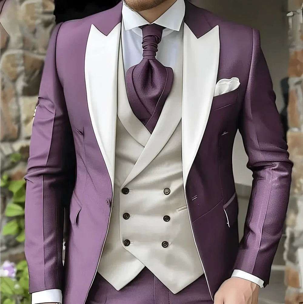 Elegant Peak Lapel Tuxedo 3-Piece Suit LADYLYS