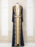 Robe de soirée luxueuse bleue 2 pièces, Kaftan, style musulman, Dubaï, élégante Matutina-Chic