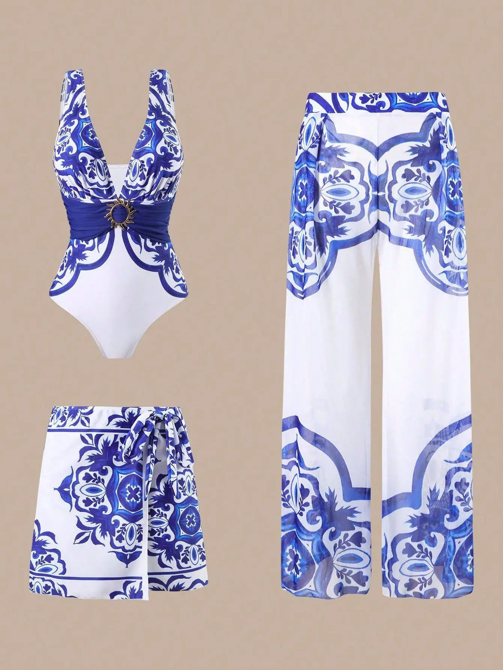 Sexy Three-Piece One-Piece Swimsuit Set Trendy Fashionable Bikini LADYLYS