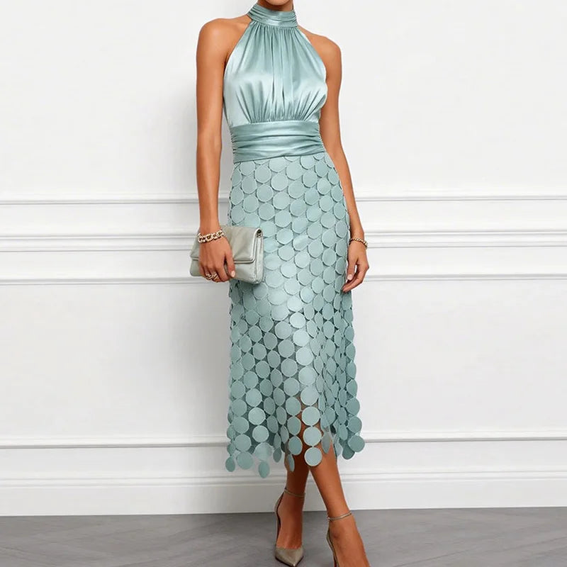 Sleeveless  Elegant Dress, Women Sumemr Solid Patchwork LADYLYS