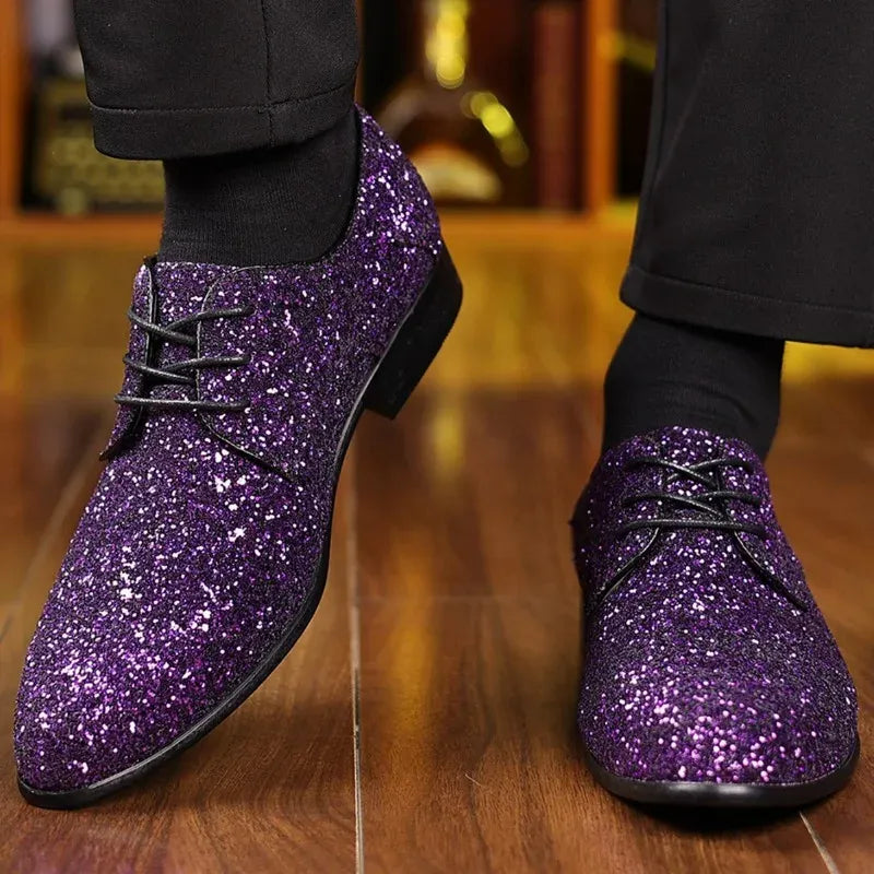 Men's Sequin Lace-Up Oxford Dress Shoes