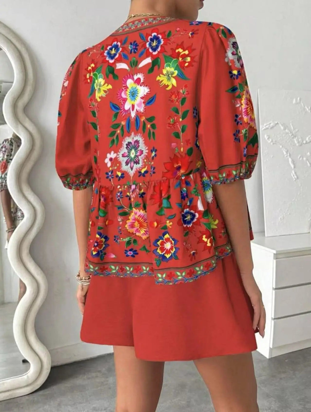 Printed Cardigan Short-sleeved Top Shorts 2-piece Set LADYLYS