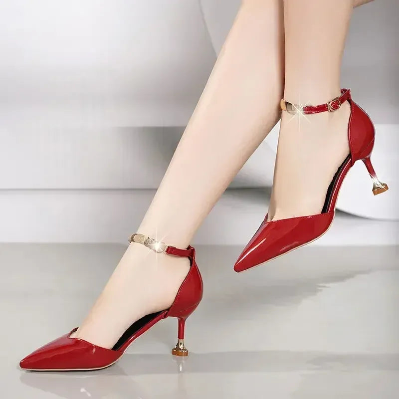 Women's Pointed-Toe Pumps with Buckle Strap