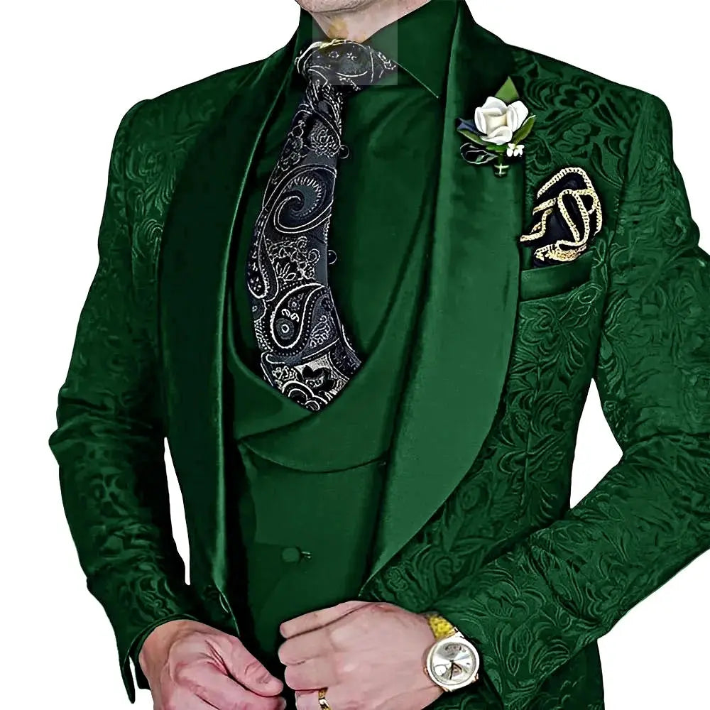 Elegant, high-quality 3-piece Jacquard suit set for men LADYLYS