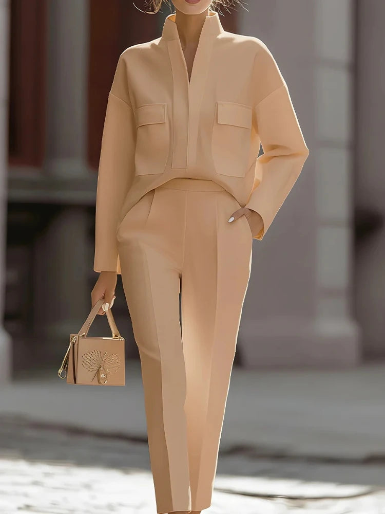 Elegant Versatile Long Sleeve Lapel Pocket Casual Suit Blazer Women LADYLYS