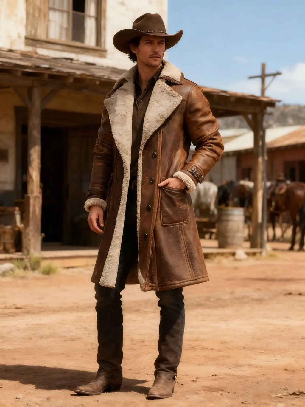 Men's Retro Mid-Length Overcoat – British Style Slim Lapel Jacket