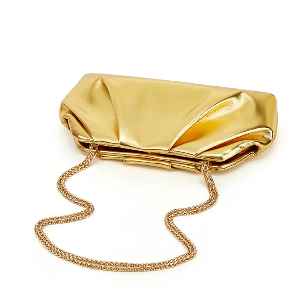 Folded Cloud Bag New Foreign Trade Style, Trendy Silver Handbag LADYLYS
