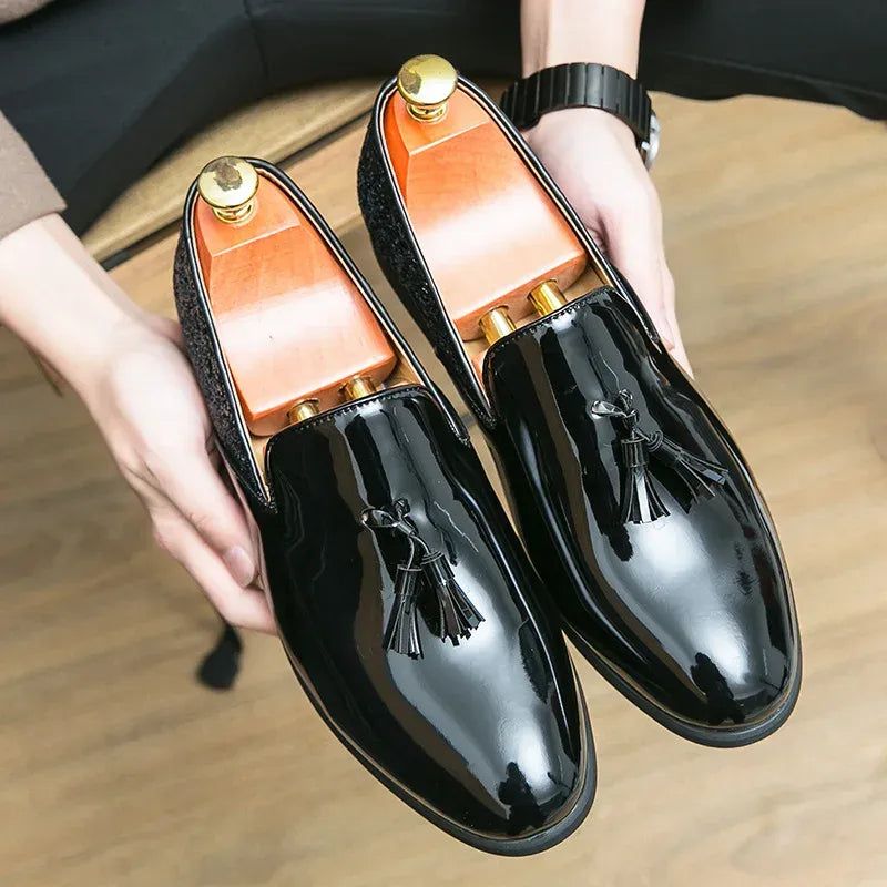 Men's Pointed-Toe Patent Loafers