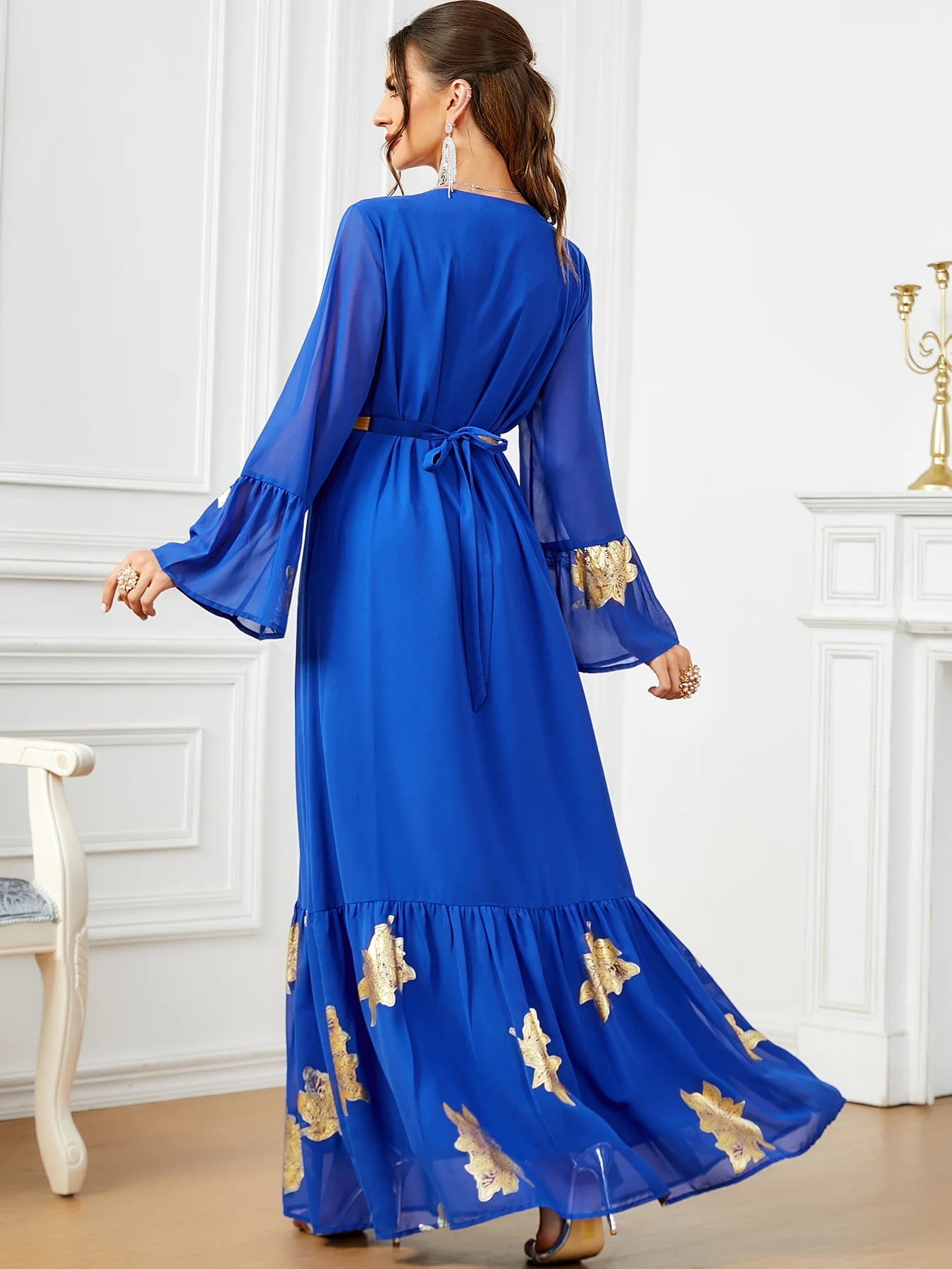 Robe longue brodée en mousseline de soie pour femme musulmane, style Ramadan Matutina-Chic