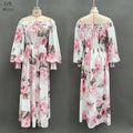 Women's Printed Slash-Neck Midi Dress