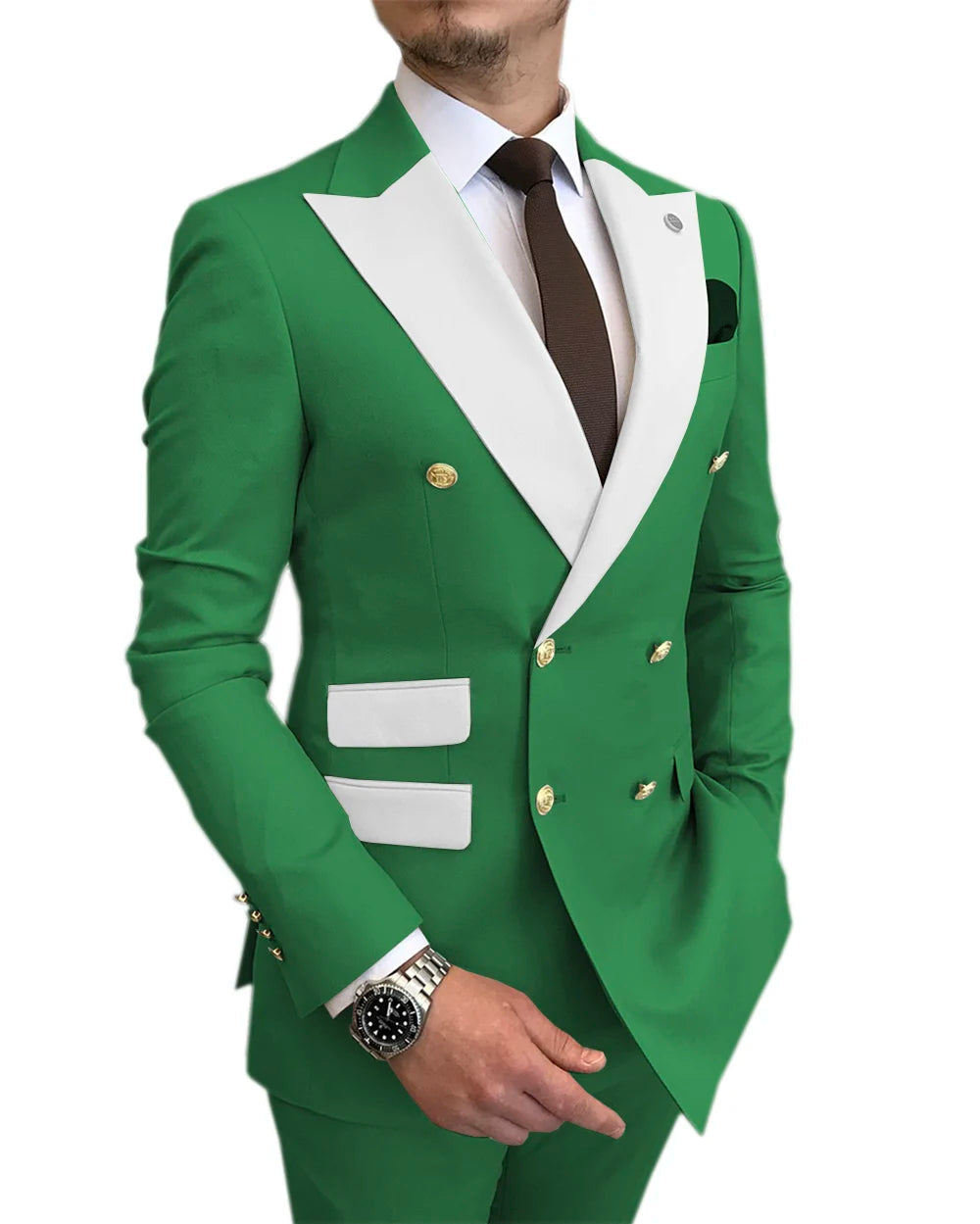 Jacket Pants Gold Buttons Party Tuxedo Dress Double Breasted Men Suits LADYLYS