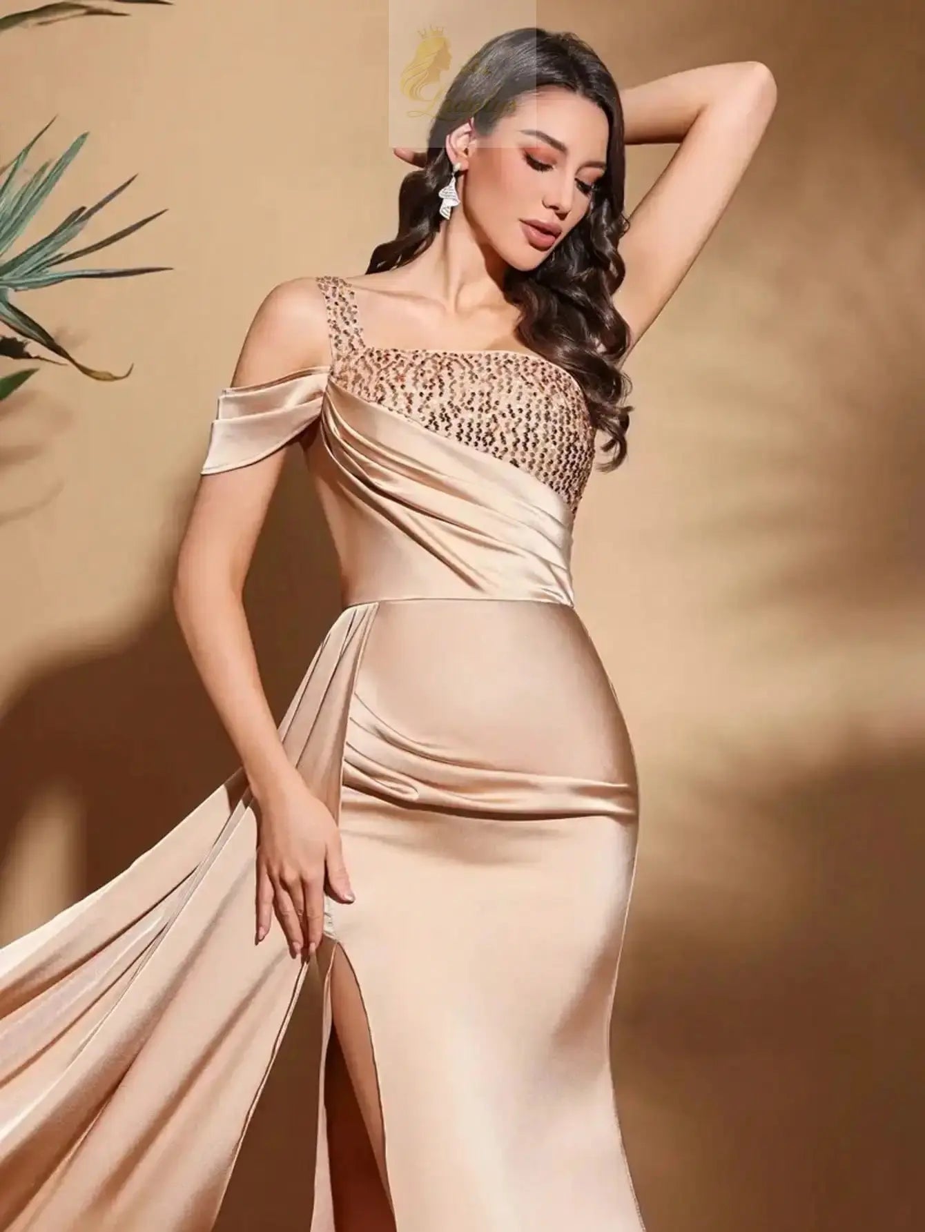 Stylish slim party asymmetrical design dress LADYLYS