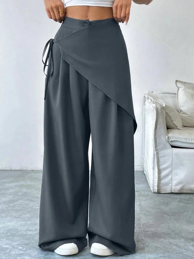 Women's Asymmetrical High-Waist Wide-Leg Pants