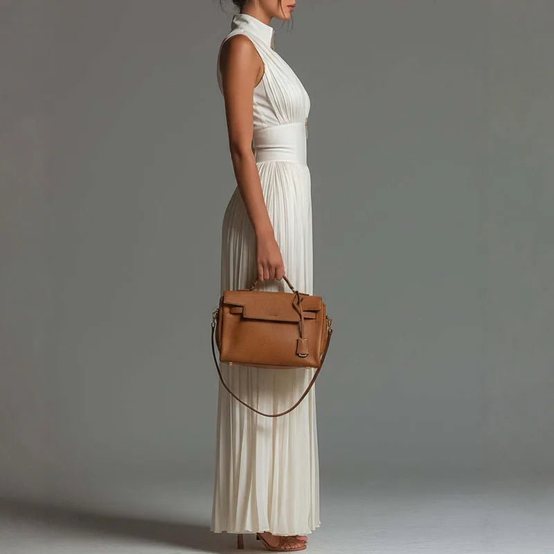 Elegant Chiffon Sleeveless Jumpsuit High Waist Pleated Flowy Wide Leg LADYLYS
