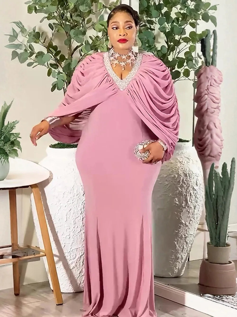 Elegant  Dresses for Women 2025 New Fashion Ruffle Wedding Party Long Dress Plus Size Outfits Sequin Evening Gown LADYLYS