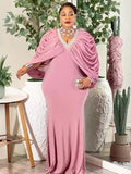 Elegant  Dresses for Women 2025 New Fashion Ruffle Wedding Party Long Dress Plus Size Outfits Sequin Evening Gown LADYLYS